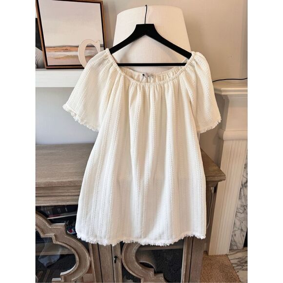 English Factory Boatneck Fringe Accents Dress in Off White Size Small - Picture 1 of 10